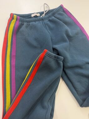 Natural Life Rainbow Leg Striped Sweatpants Joggers Size Medium